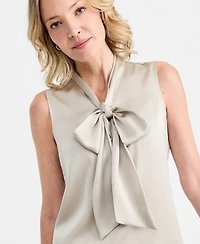 Tahari Asl Women's Tie-Neck Hammered-Satin Top