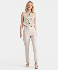 Tahari Asl Women's Twill Flat-Front Straight-Leg Pants