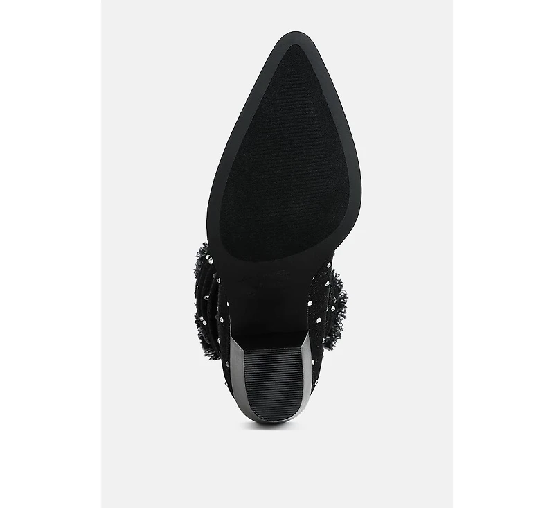 Savant Diamante & Rhinestones Denim Boots