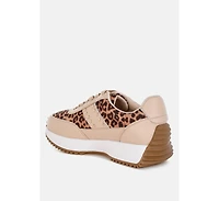 Lepark Real Leather Leopard Print Sneakers Women