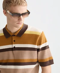 Scotch & Soda Men's Striped Knitted Polo Shirt