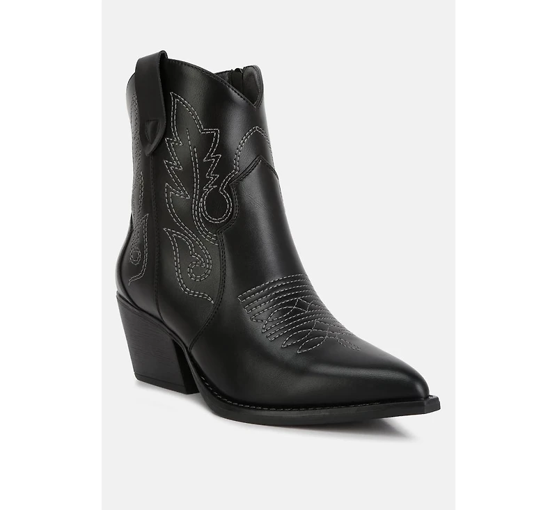 aries ankle length block heel cowboy boots