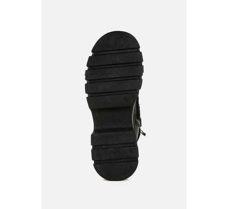 Wellerman Faux Fur Detail Chunky Hiker Boots