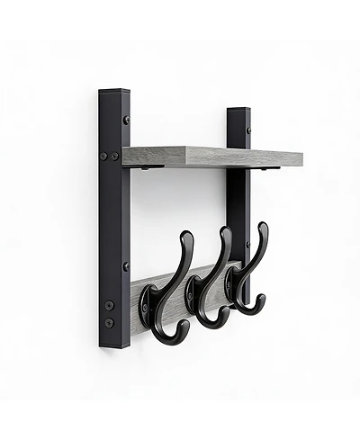 Yigii 20" Wall Shelf with Hooks - 60 lbs Capacity - Entryway Organizer - Stylish Decor