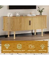 gaomon Tv Stand, Modern Tv Console Table with Storage Compartment and Sliding Door