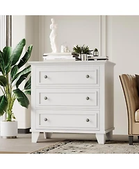 gaomon 3 Drawer Dresser, Wooden Storage Chest of Drawers with Exquisite Metal Handles, Small Cabinet, Modern Design Dresser