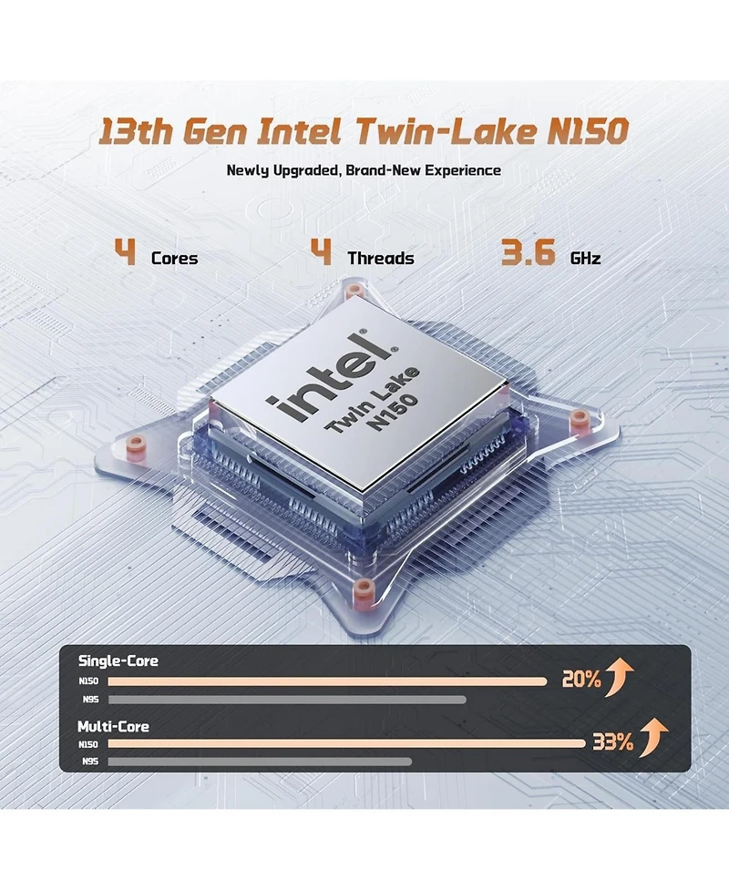 Nimo 15.6" Fhd Ips Student Laptop 16GB Ram 512GB Ssd, 4 Cores 13th Gen Intel N150 3.6GHz Fingerprint Wi-Fi 6