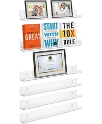 Sorbus 6 Pack Clear Wall Mounted Storage Shelves - for Home, Bathroom & More