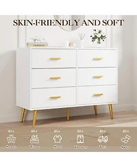 gaomon Console Table with 6-Drawer,Tall Dresser for Bedroom, Storage Dresser Organizer Units for Closet Living Room Hallway