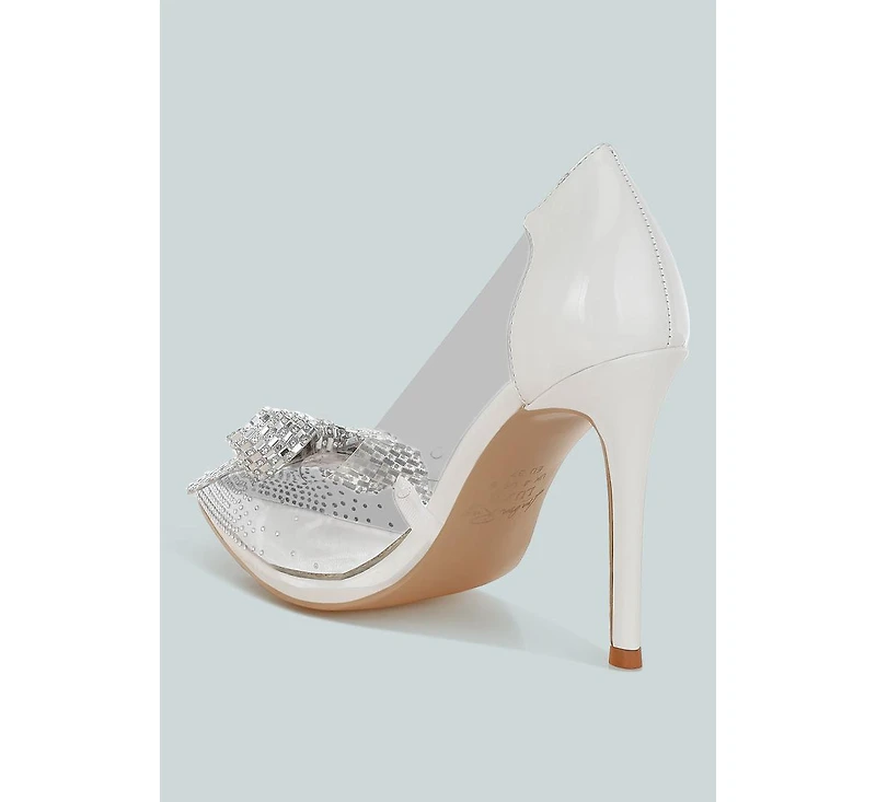 Women Erika Rhinestones Embellished Clear Pump Shoes