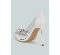 Women Erika Rhinestones Embellished Clear Pump Shoes