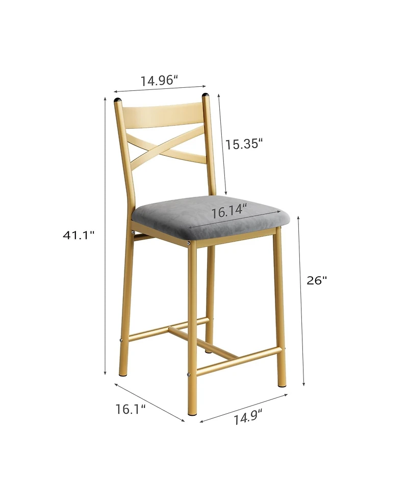 gaomon 26" Counter Height Bar Stools Set of 4, Upholstered Bar Chairs with Back, Thick Cushion, Modern Counter Height Barstools