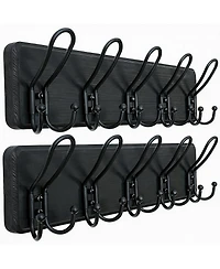 Yigii Heavy Duty Rustic Wall Coat Rack with 5 Hooks - Pine Wood & Metal