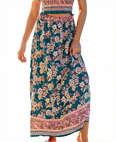 Cupshe Women's Stone & Sky Floral Maxi Skirt
