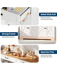 Gaomon 57" Farmhouse Buffet Cabinet with Storage, Sideboard with 4 Doors & 2 Drawers, White