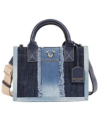 True Religion Frayed Denim Modern Tote with Removable Strap