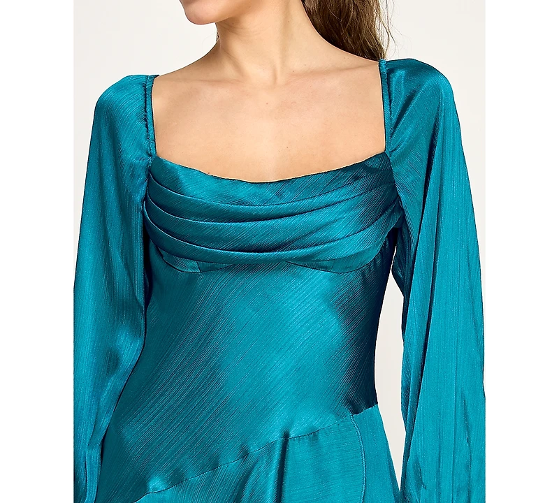 B Darlin Women's Juniors Chiffon Cowl Neck Flutter Skirt Short Dress