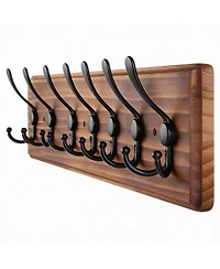 Yigii Wooden Wall Coat Rack with 8 Hooks for Coats, Jackets, Hats