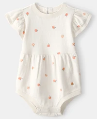 Carter's Baby Girls' Peach Print Short-Sleeve Romper