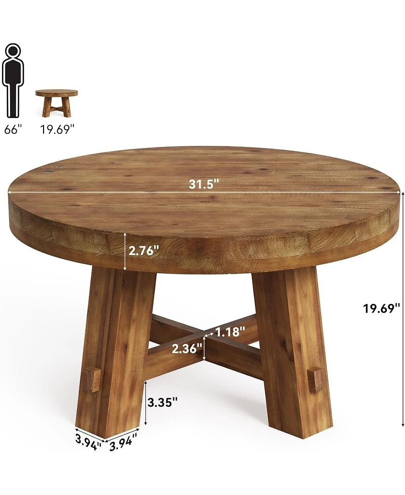 Tribesigns 31.5-Inch Round Coffee Table, Solid Wood Center Table