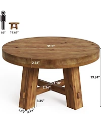 Tribesigns 31.5-Inch Round Coffee Table, Solid Wood Center Table