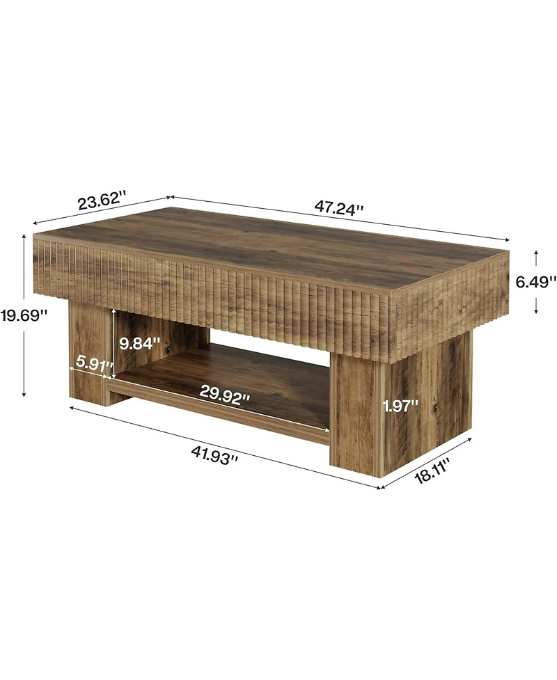 Tribesigns 47-Inch Rustic Wood Center Table for Living Room