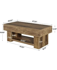 Tribesigns 47-Inch Rustic Wood Center Table for Living Room