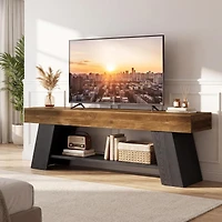 Tribesigns 63" Industrial Tv Stand for 55/65/70 Inch TVs, Rustic Wooden Media Console, Farmhouse Entertainment Center