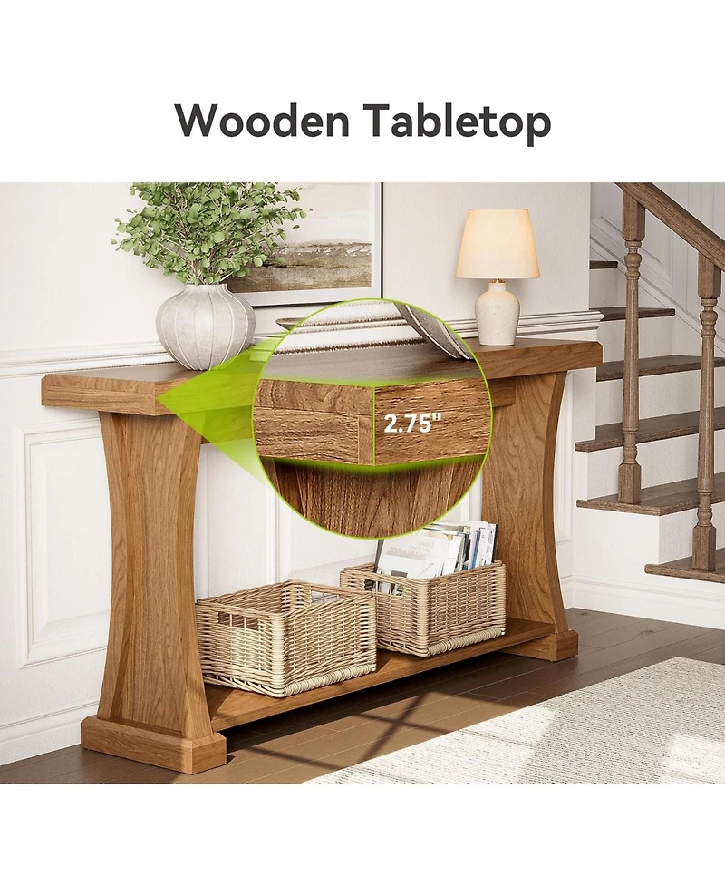 Tribesigns 63” Console Table for Entryway, 2-Tier Entryway Table Behind Sofa Couch with Storage Shelves, Narrow Wooden Entry Tables