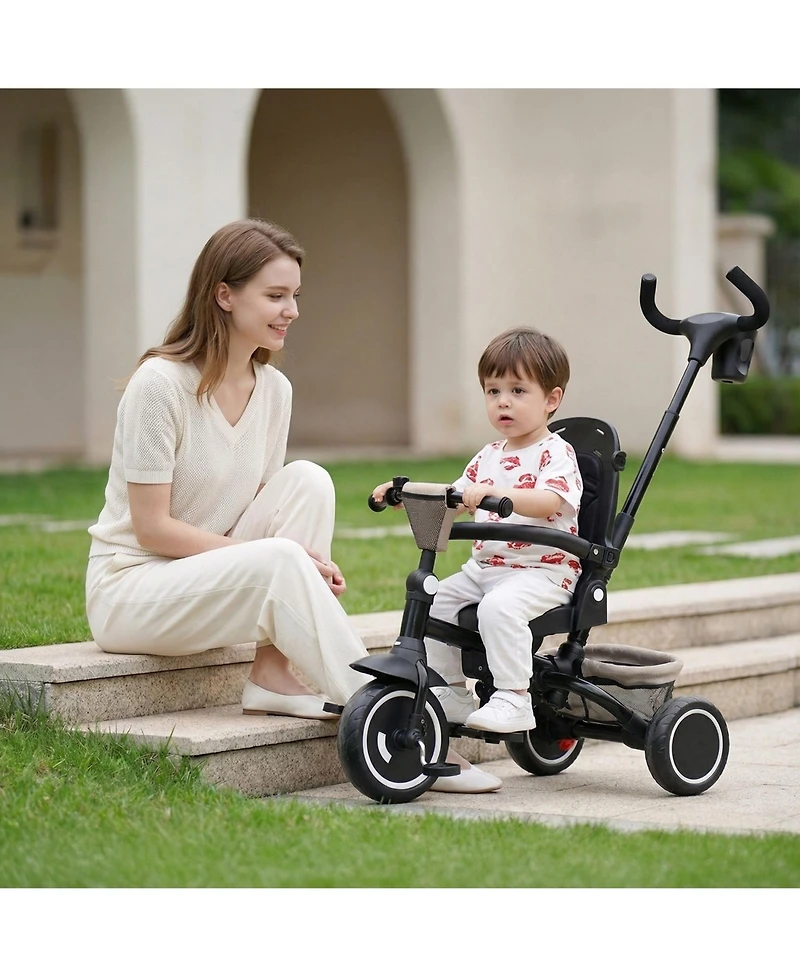 Kinder King 7-in-1 Toddler Tricycle Stroller with Adjustable Handle, Rotating Seat & Canopy