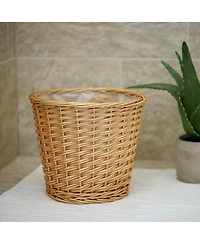 Household Essentials Wicker Waste Basket, Willow Weave Painted Includes Plastic Liner