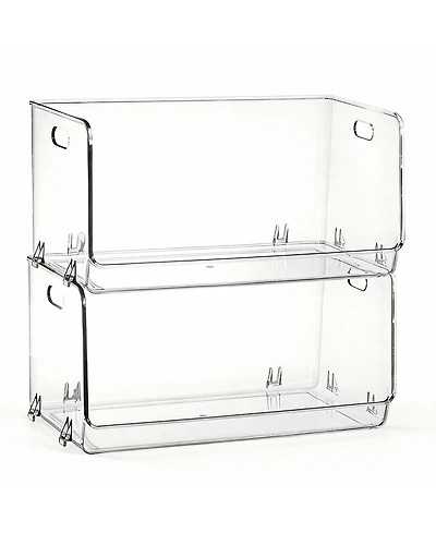 Yigii 2 Pack Stackable Clear Storage Bins for Kitchen & Home