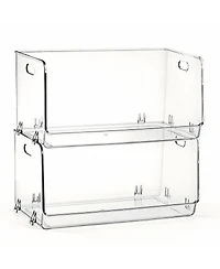 Yigii 2 Pack Stackable Clear Storage Bins for Kitchen & Home