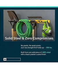 Yigii Wall-Mounted Tool Rack - 4 Hooks, Heavy-Duty Steel, 250lb Capacity, Easy Install