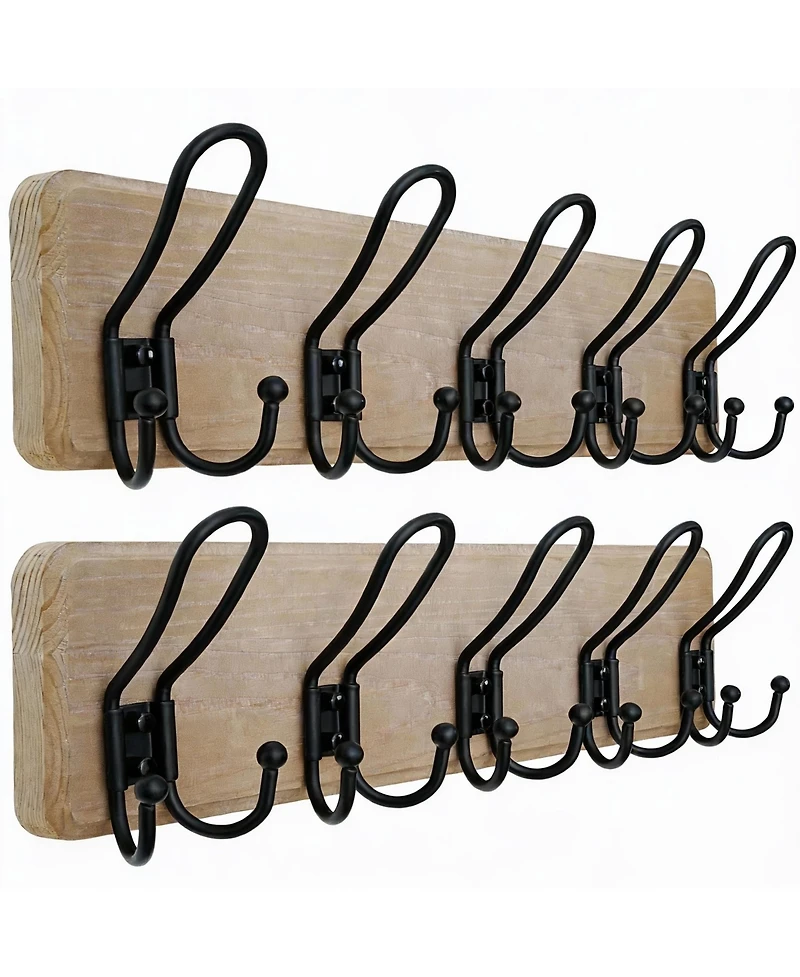 Heavy Duty Rustic Wall Coat Rack with 5 Hooks, Weathered