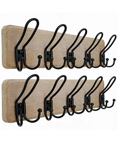 Heavy Duty Rustic Wall Coat Rack with 5 Hooks, Weathered