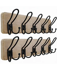 Heavy Duty Rustic Wall Coat Rack with 5 Hooks, Weathered
