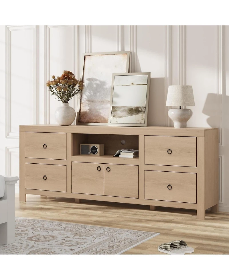 gaomon Tv Entertainment Center with Storage, 6 Drawers, Farmhouse Stand for TVs Up to 80", Media Console Stands