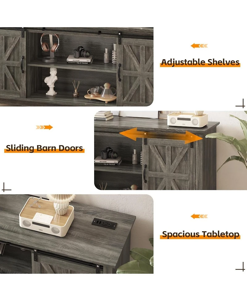 gaomon 66" Farmhouse Home Tv Stand for Up to 75" Television, Entertainment Center with Storage & Adjustable Shelf