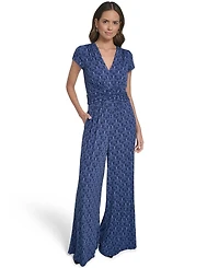 Vince Camuto Petite Shirred Front V-Neck Jumpsuit