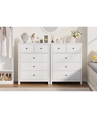 gaomon Dresser for Bedroom, Tall 5 Drawer with Deep Drawers Metal Knobs, Modern Wooden Double Chests of Kids Bedroom