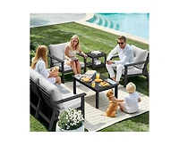 Pamapic 7-Piece Hdpe Patio Conversation Seating Set with Cushions