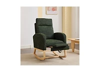 Flynama Modern Accent Upholstered Nursery Glider Rocking Chair with Solid Wood Legs Side Pocket High Backrest 300LBS Capacity for Living Room