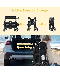 Kinder King All-Terrain Wagon Stroller for Two Kids with Canopy, Snack Tray, Storage and Shock-Absorbing Wheels