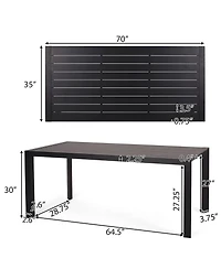 Mondawe 7 Pieces Outdoor Modern Metal and Polypropylene Dining Set with Stackable Chair, Black