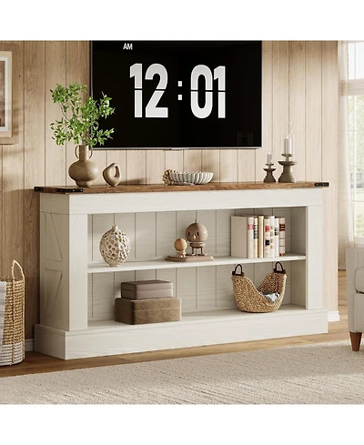 Tribesigns Farmhouse Tv Stand for 70-Inch Tv, 63" Entertainment Center with Storage, Modern Media Console Table