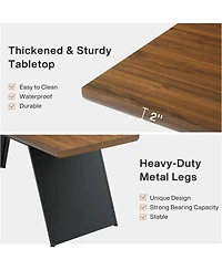 Tribesigns 79" Long Dining Table for 6, Modern Narrow Rectangular Kitchen Table with Walnut Wooden Top & Black Metal Base