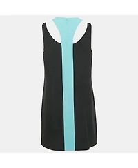 Pre-Owned Versace Women's Black Silk Cut Out Neck Paneled Mini Dress