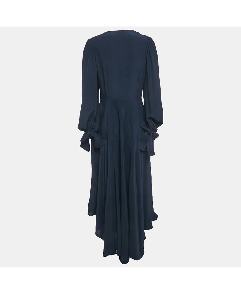 Pre-Owned Stella Mccartney Women's Navy Blue Silk Puff Sleeve Maxi Dress