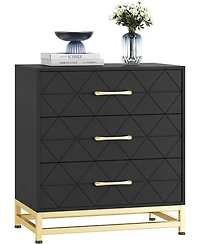 Gaomon Dresser for Bedroom with 3 Drawer, Modern Dressers Chest of Drawers, Metal Handles, Wood Living Room